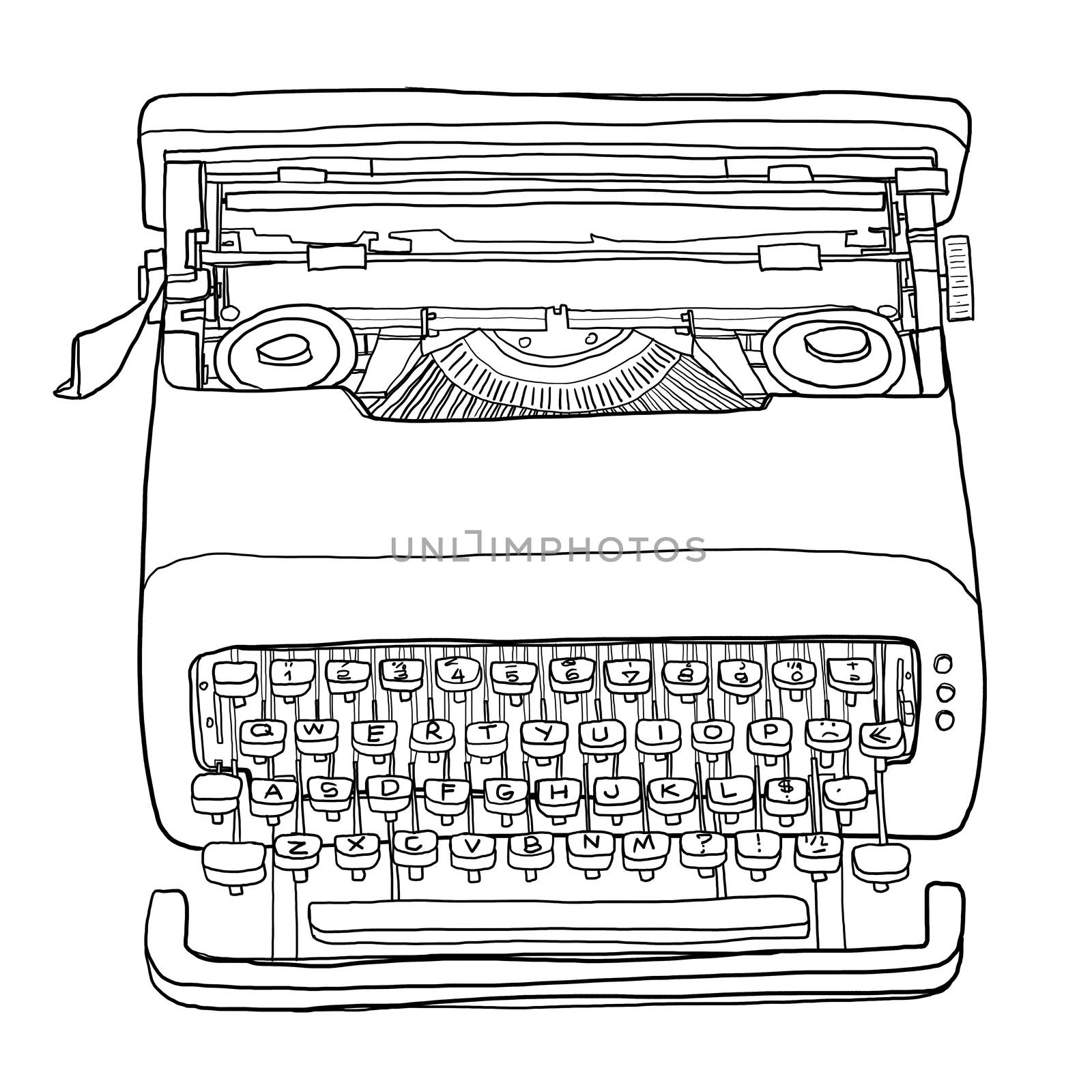 rare vintage Typewriter  line art illustration