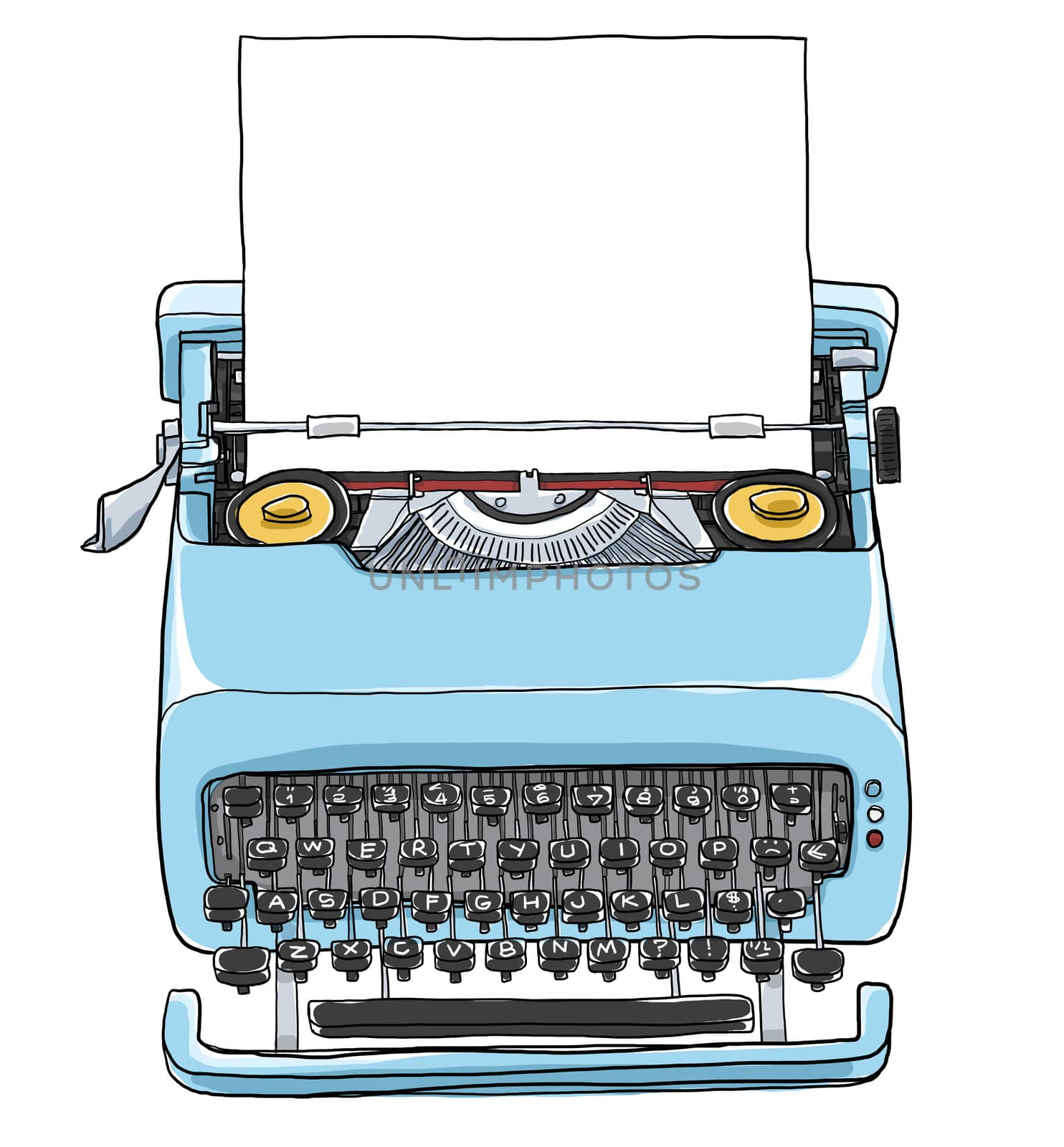 rare vintage Typewriter with paper  art illustration