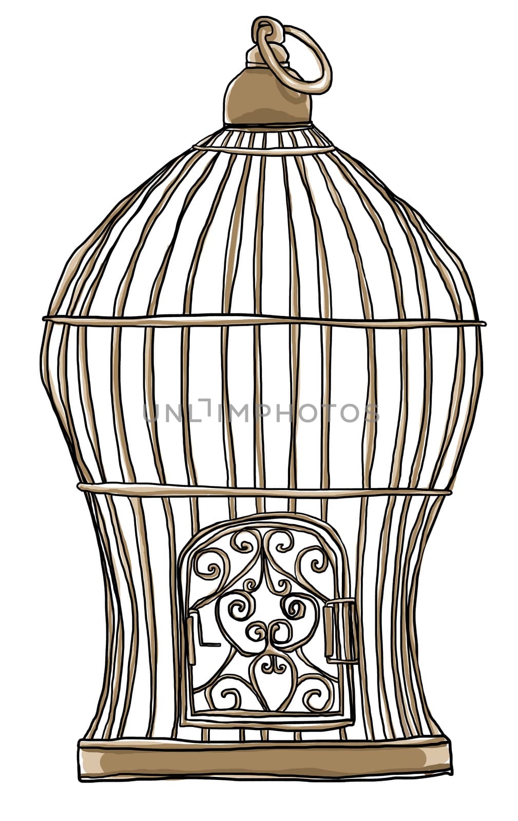 old bird cage art cute