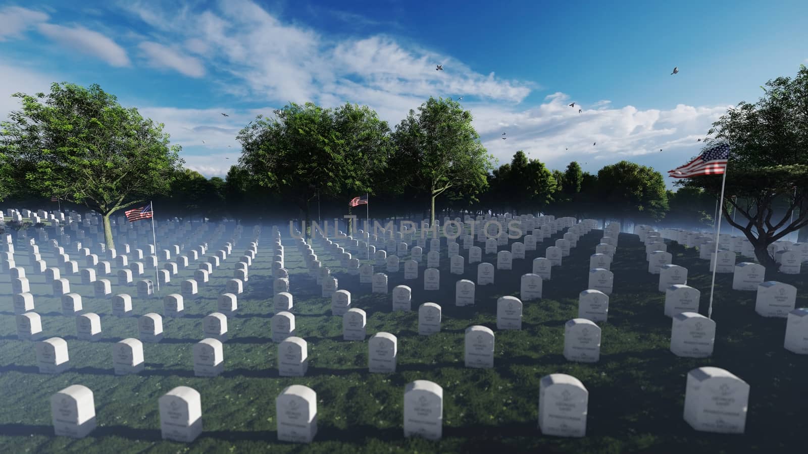 Graves, Headstones and US flags at the Arlington National Cemete by pixelfootage