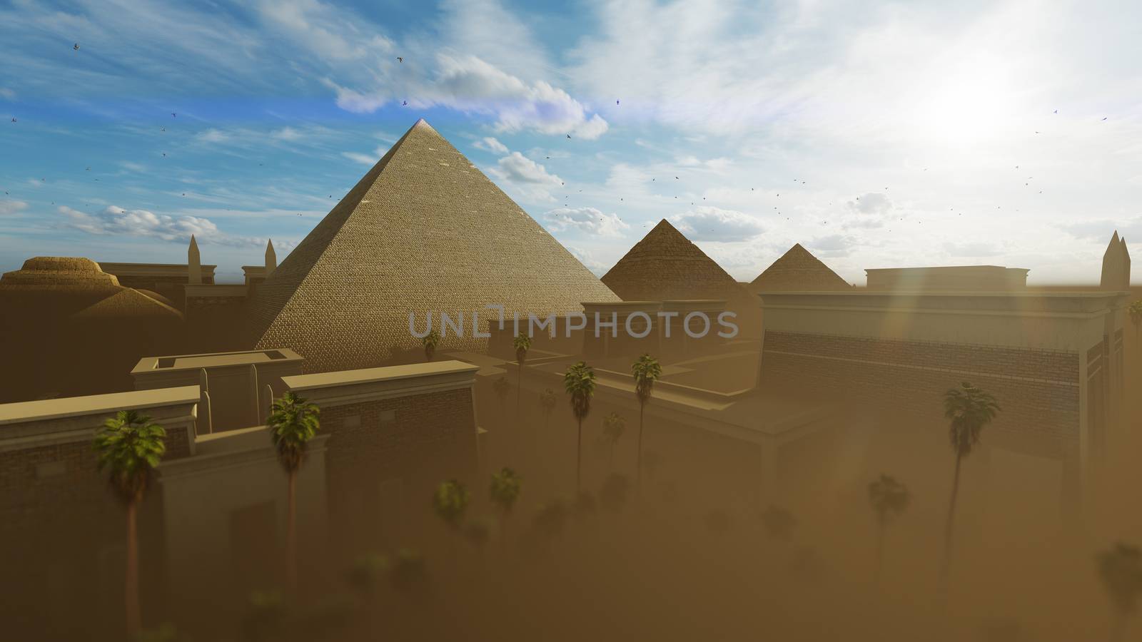 Great Giza pyramids of Khufu, Menkaure and Khafre by pixelfootage
