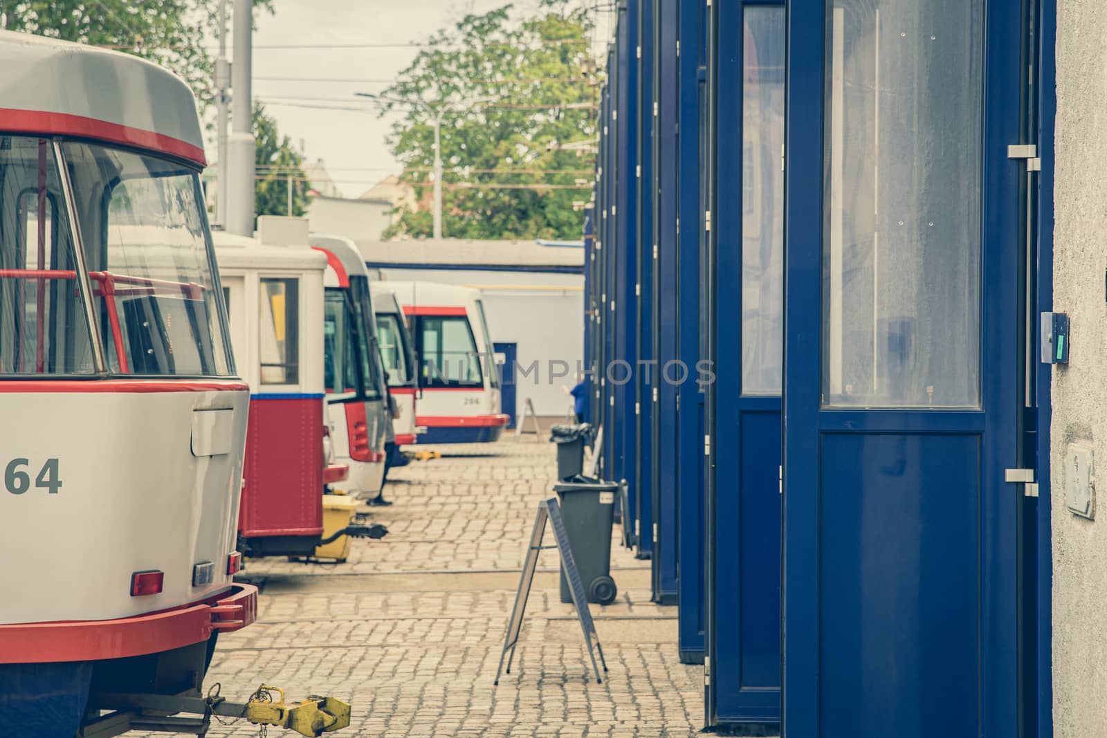 Olomouc, Czech Republic. The tram depot in the city for parking and a tram service