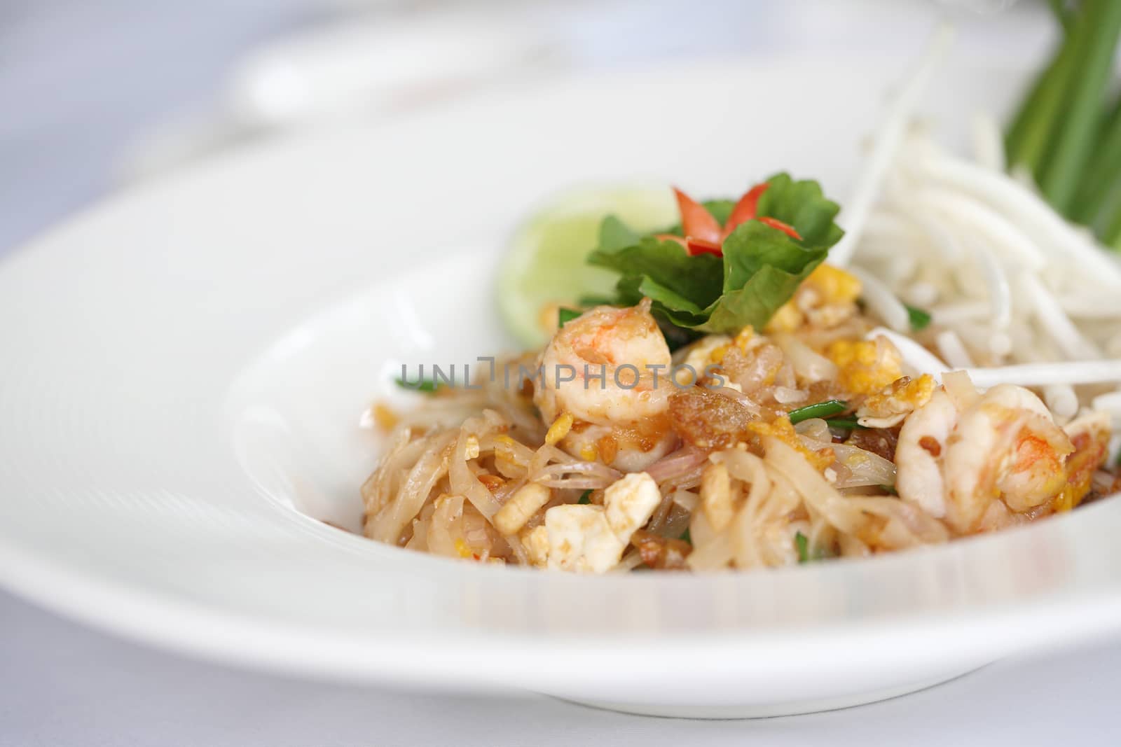 Thai food padthai fried noodle with shrimp