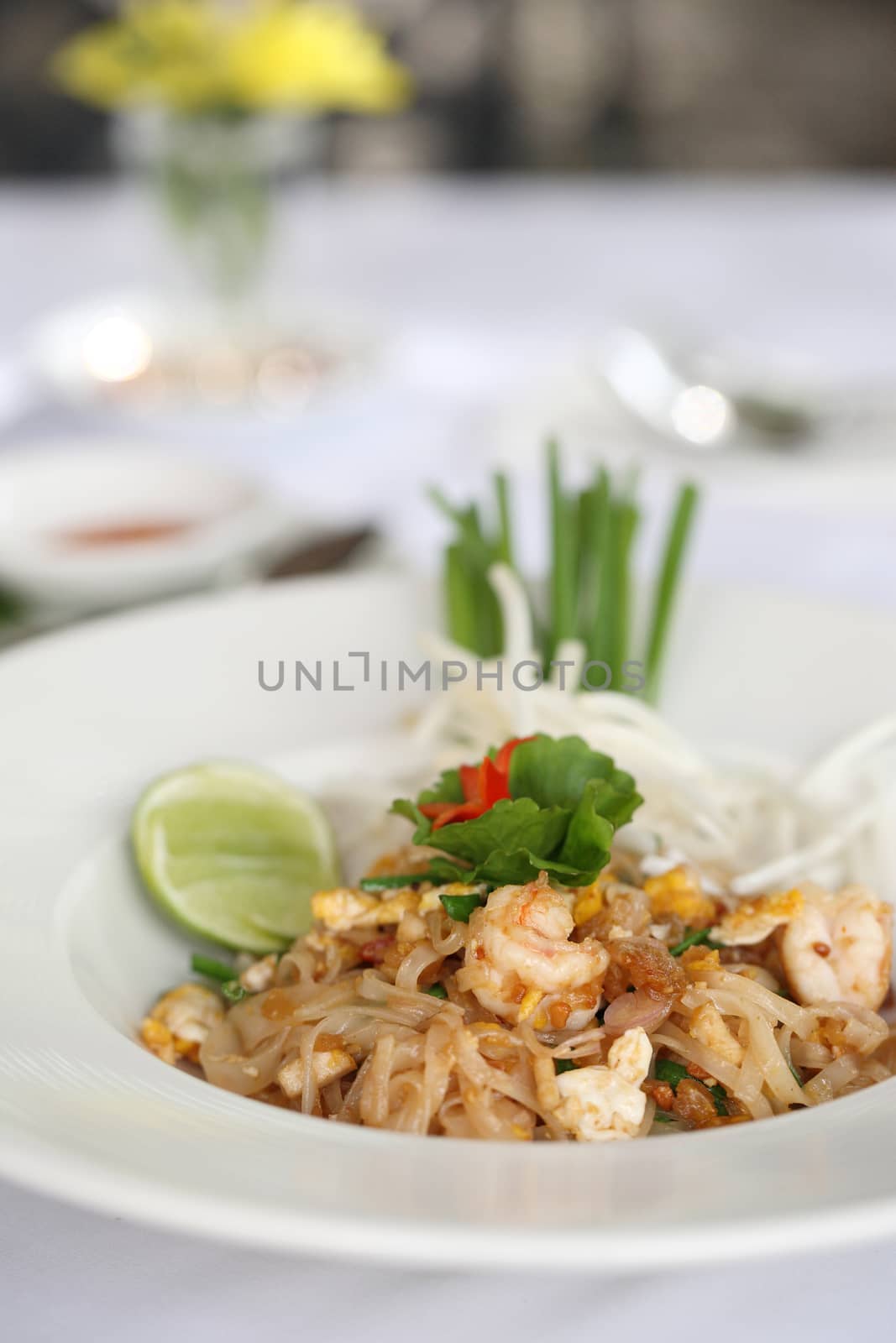 Thai food padthai fried noodle with shrimp