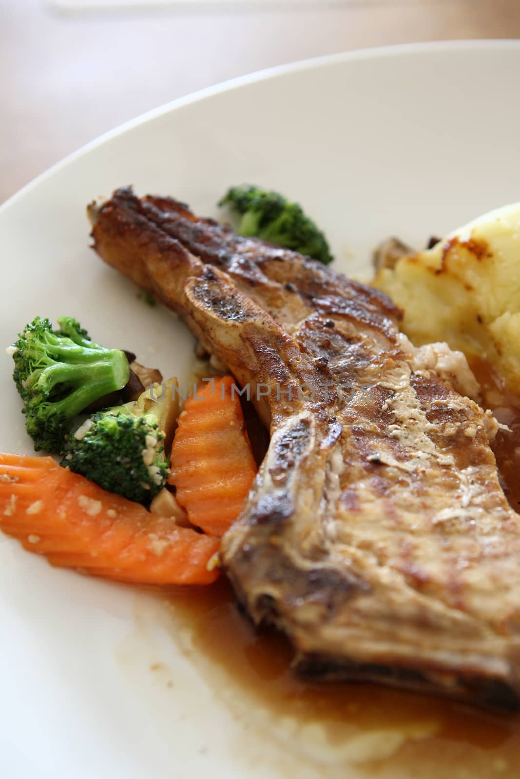 Steak on wood background