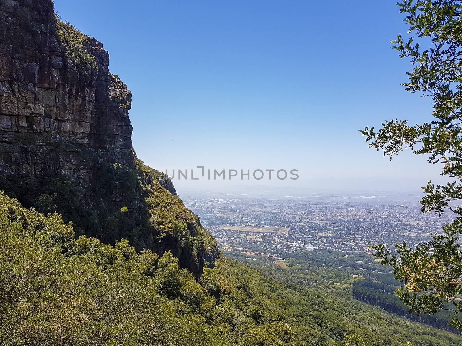 View from Table Mountain National Park in Cape Town to the Claremont area in South Africa.