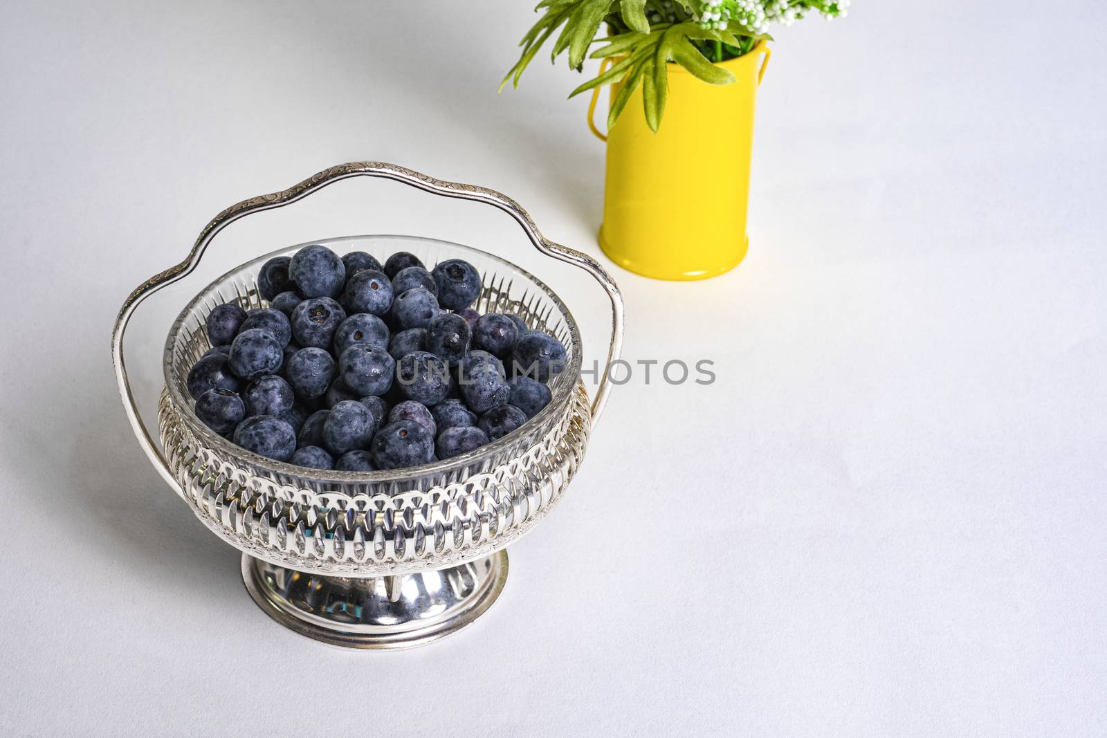 Ripe Blueberries in Silver Bowl by CharlieFloyd
