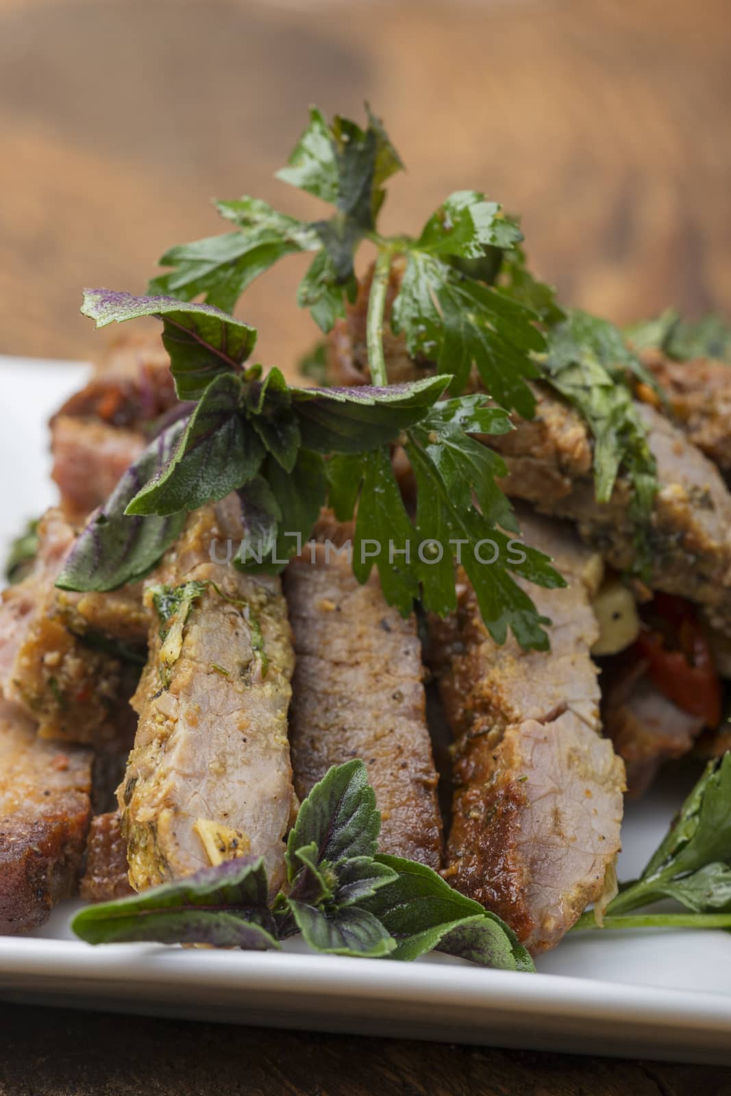 steak slices with chanterelle mushrooms