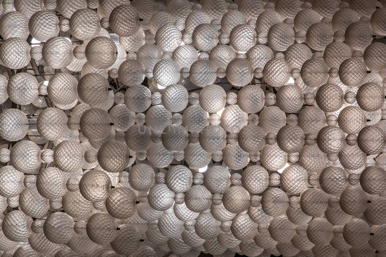 Close-up shot of White gorgeous vintage chandelier decoration.