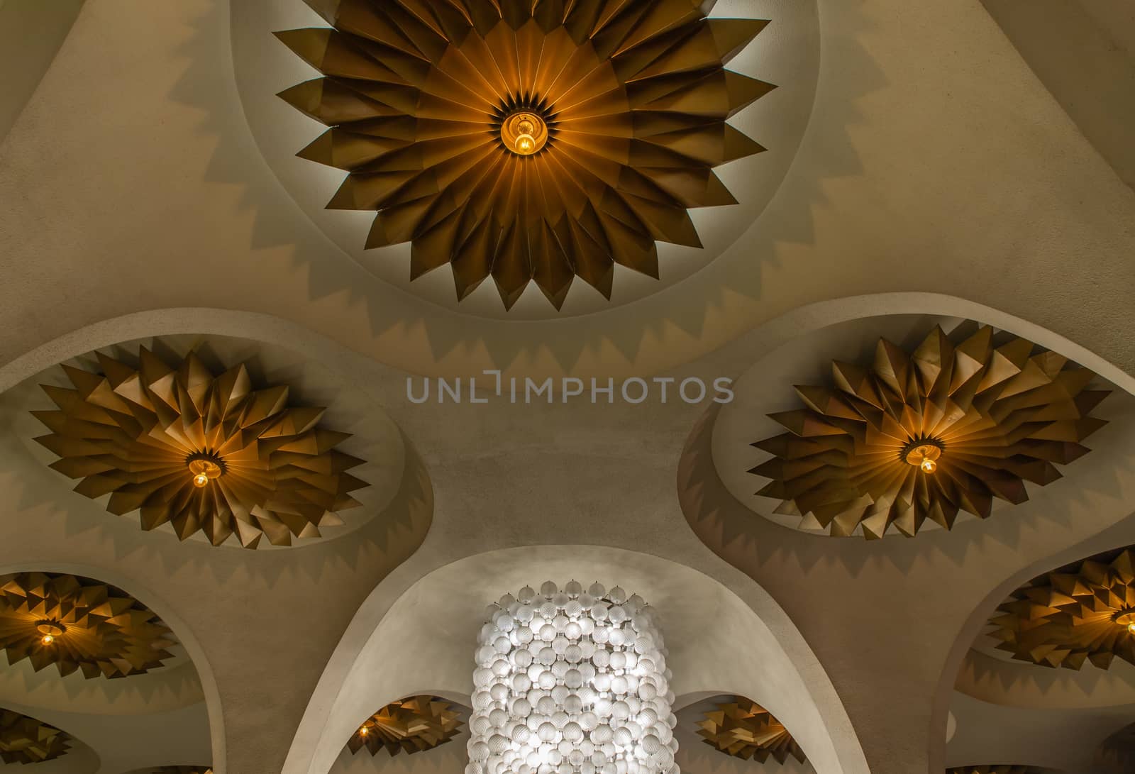 Bangkok, Thailand, Jul 03, 2020 : Beautiful interior design with Ceiling lamp in Scala cinema at Siam Square. Cultural entertainment.