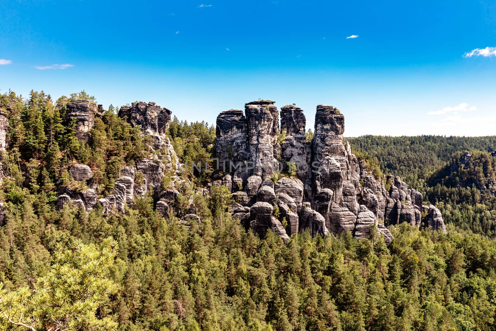 Bastei, view of the Bastei bridge. Bastei is famous for the beau by seka33