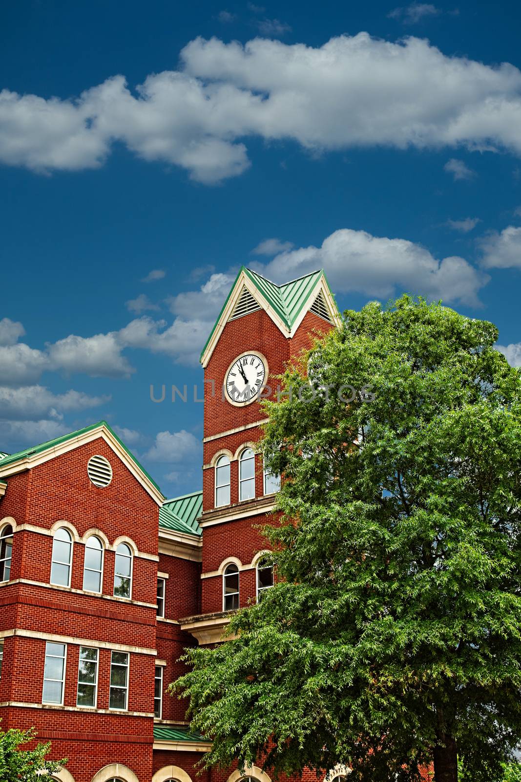 Red Brick Courthouse by Tree by dbvirago