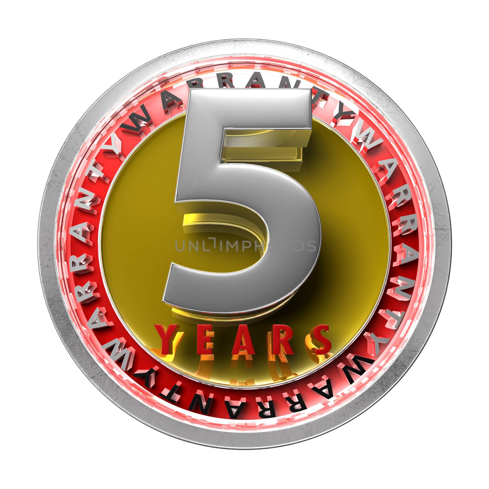 5 years warranty signs 3d. by thitimontoyai
