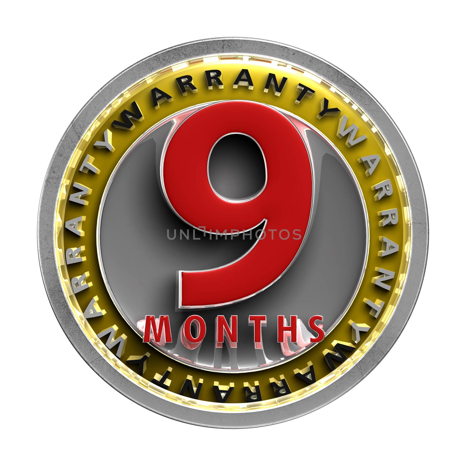 9 months warranty signs 3d. by thitimontoyai