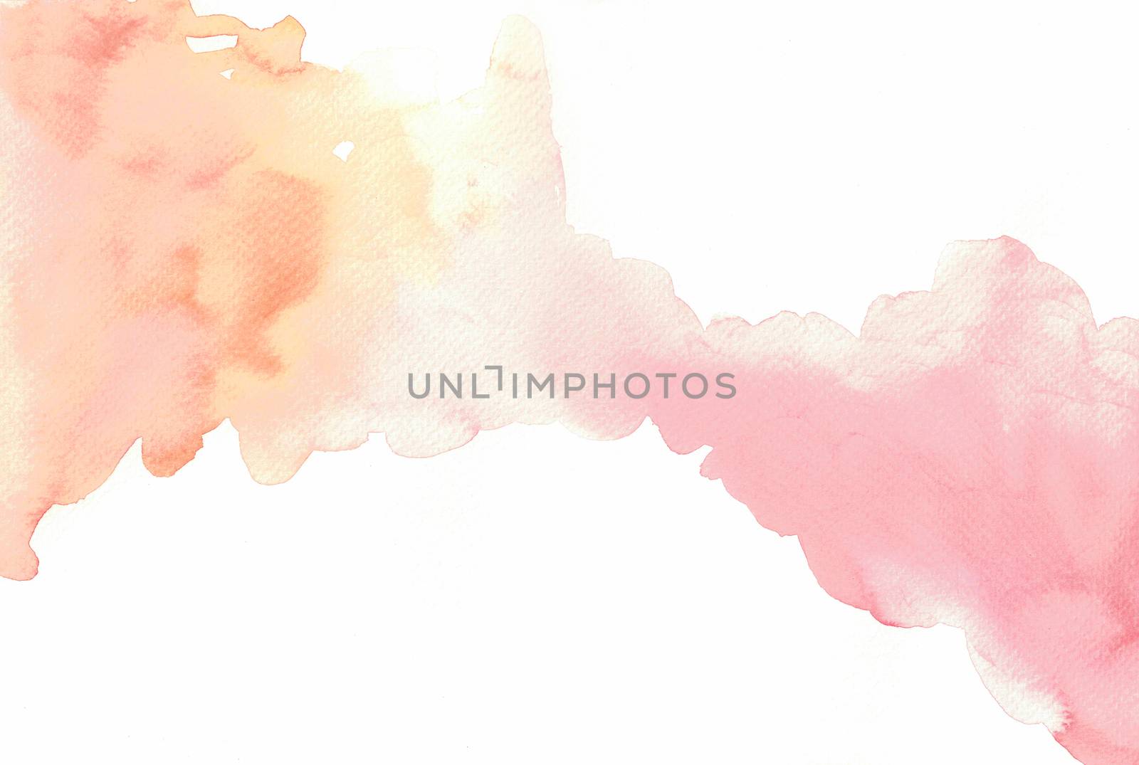 Abstract pink and orange watercolor on white background. The color splashing on the paper, hand painting. by Ungamrung