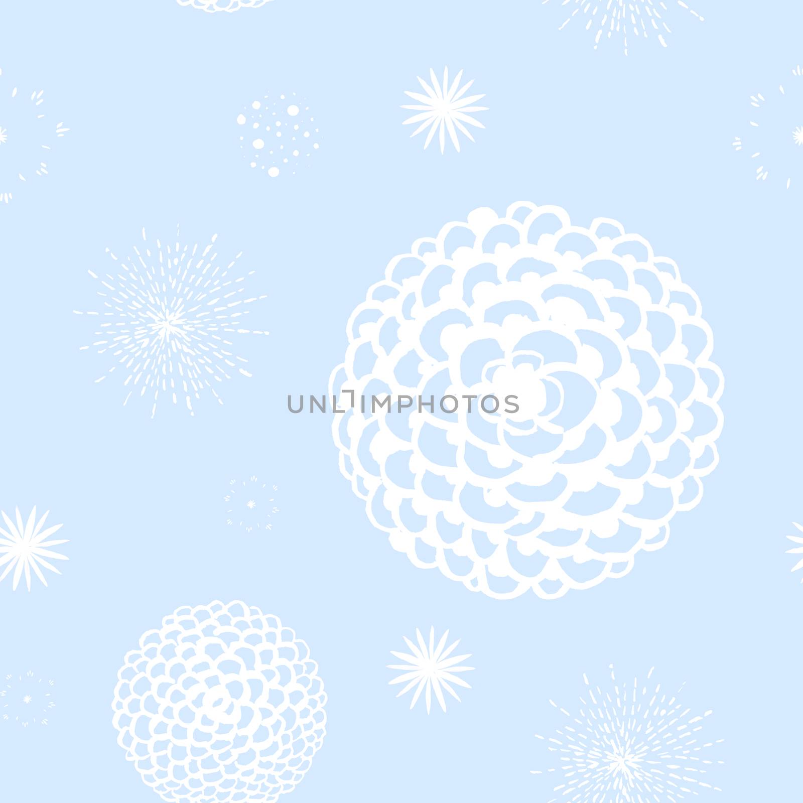 flowers and spark on a light blue background. Watercolor hand painting. seamless pattern. Pattern for textile, wallpaper, wrapping paper.