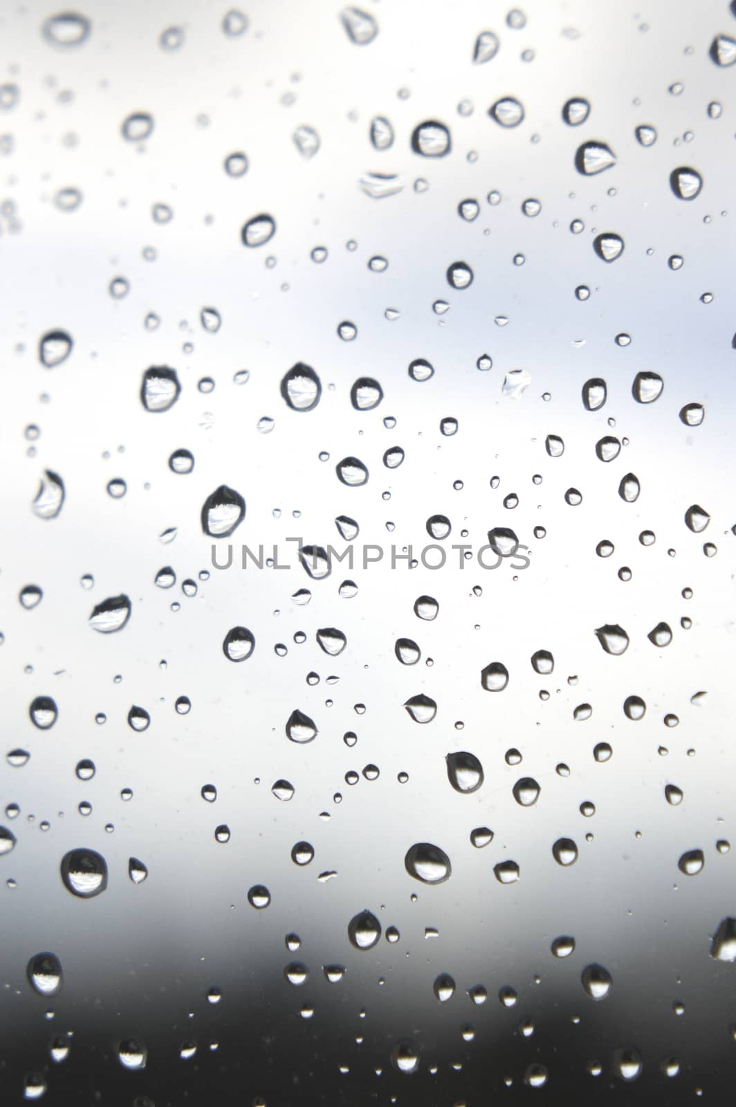 Drops of rain on the window, rainy day. Shallow DOF