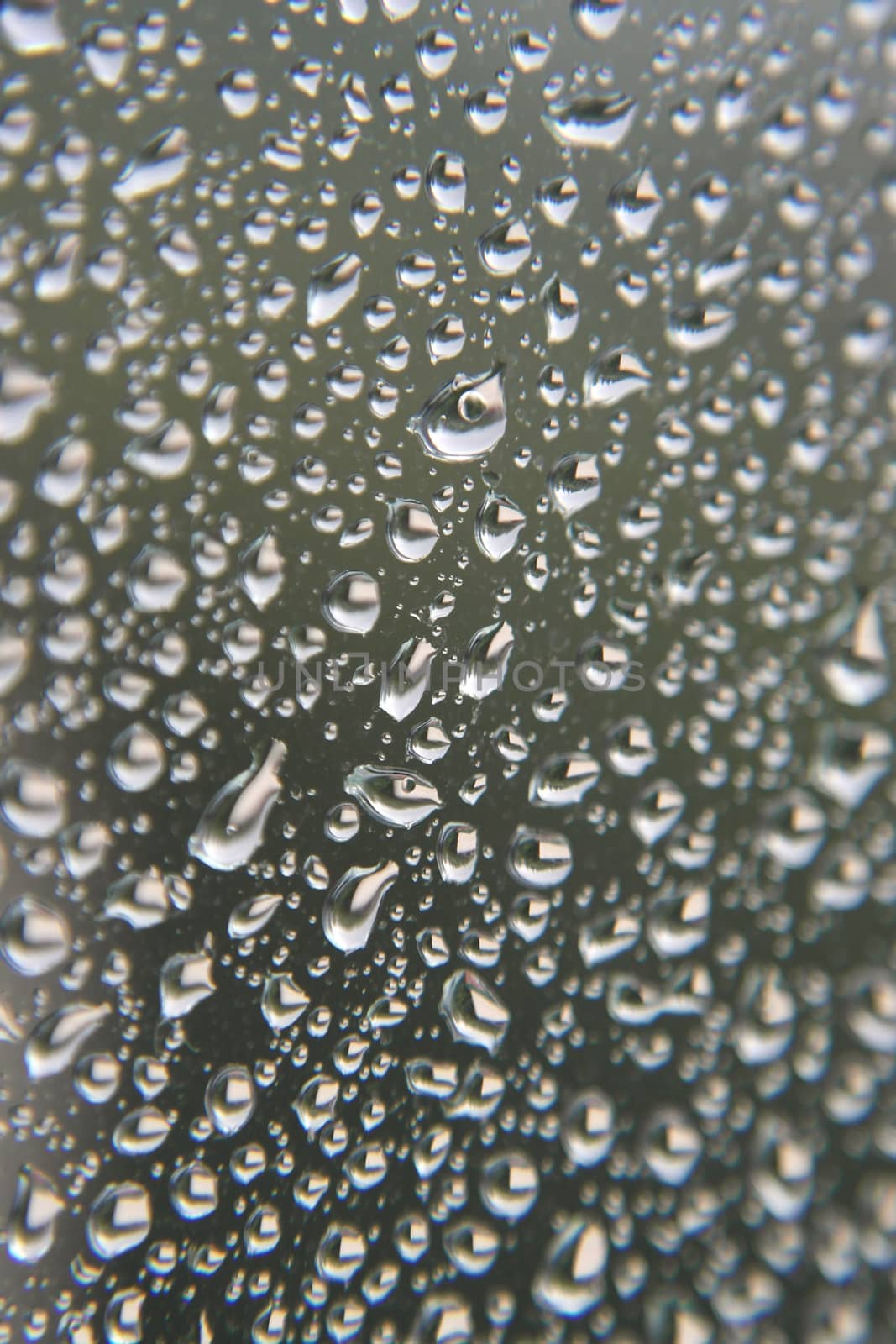 Drops of rain on the window, rainy day. Shallow DOF