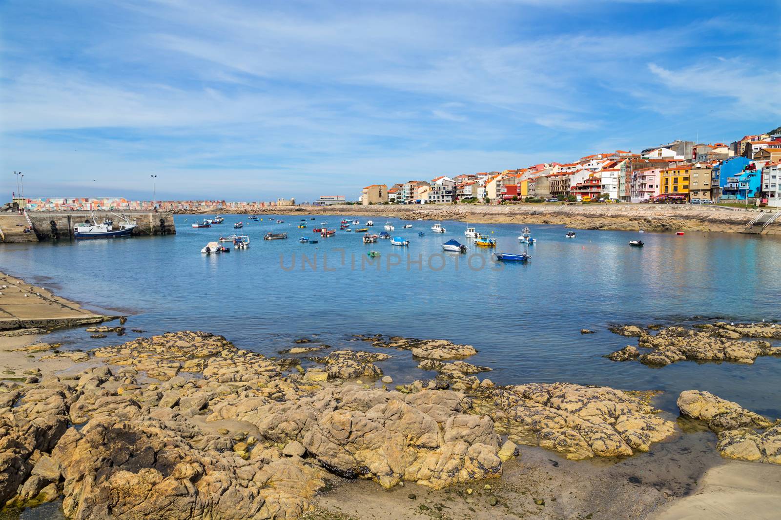 Port and the city of Vila Praia de Ancora Portugal, Portugal.