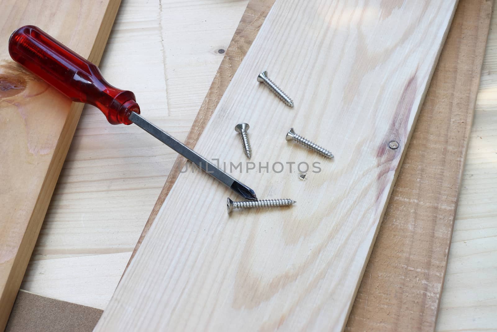 screwdriver nut on wood too for construction  craft 
