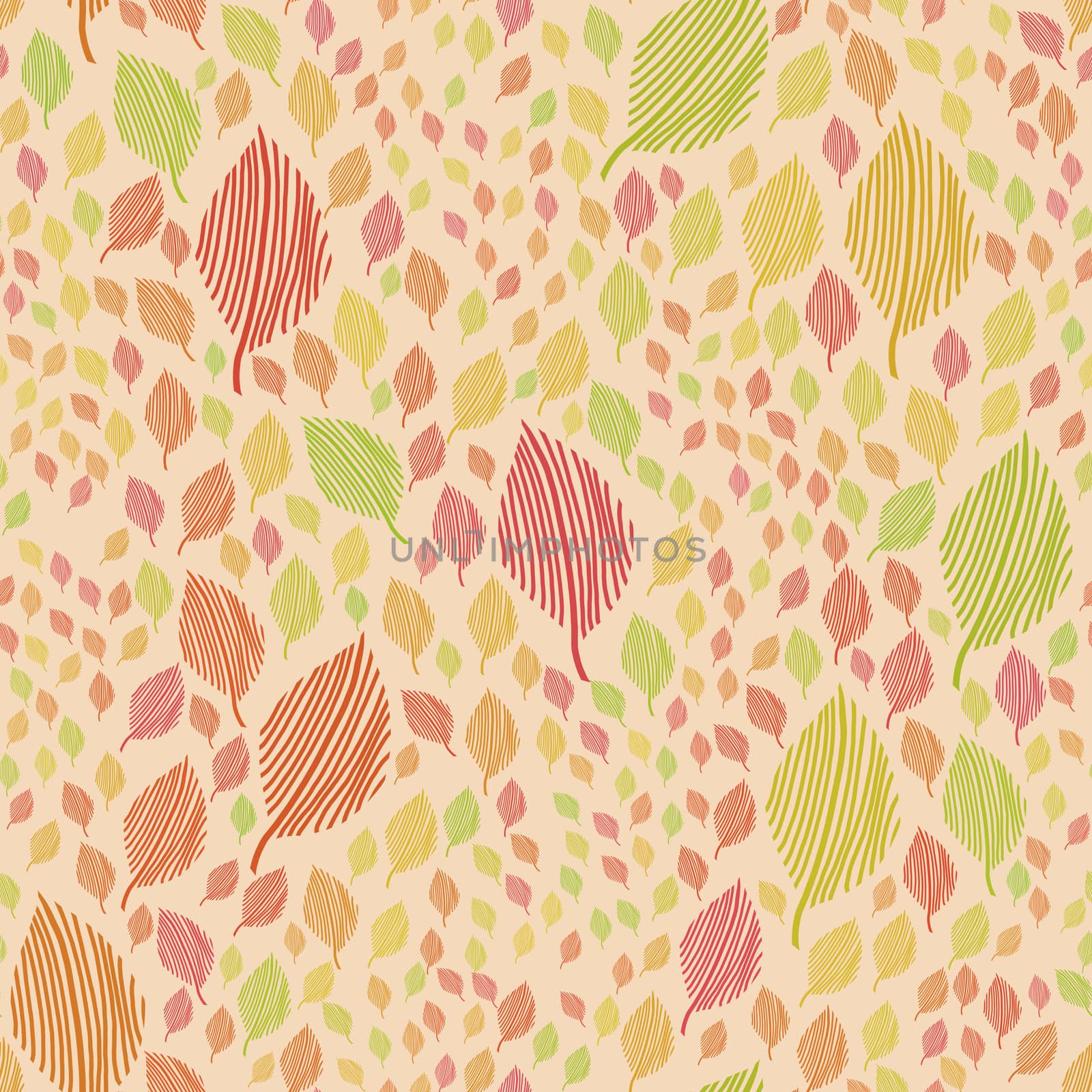 modern seamless flowing leaf pattern in vintage Scandinavian style colors