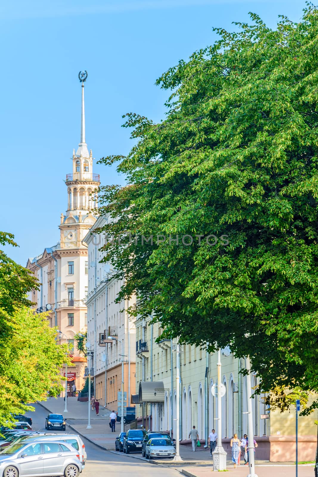 City landscape. House with a spire the Stalinist classicism by Grommik