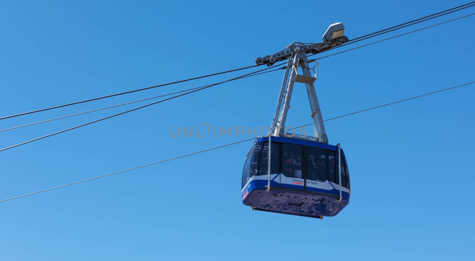 Cabin cable car for tourists visiting the observation deck of the volcano Teide on Tenerife island

