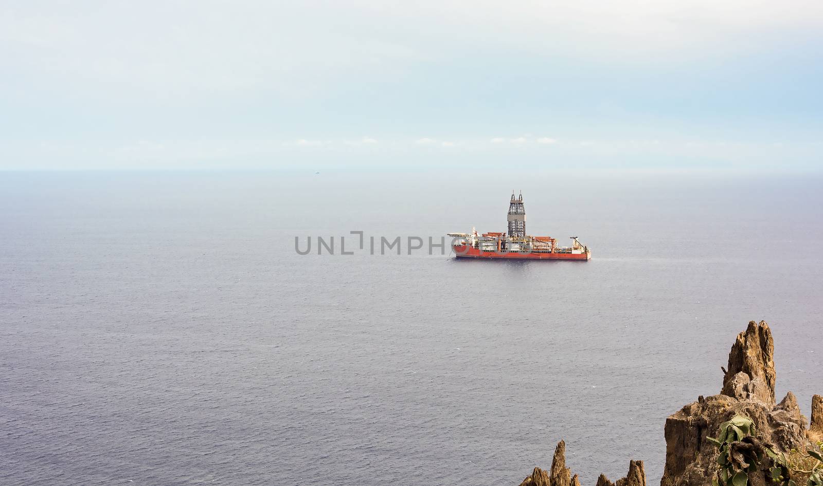 Some oil rig moored ship for unloading by Grommik