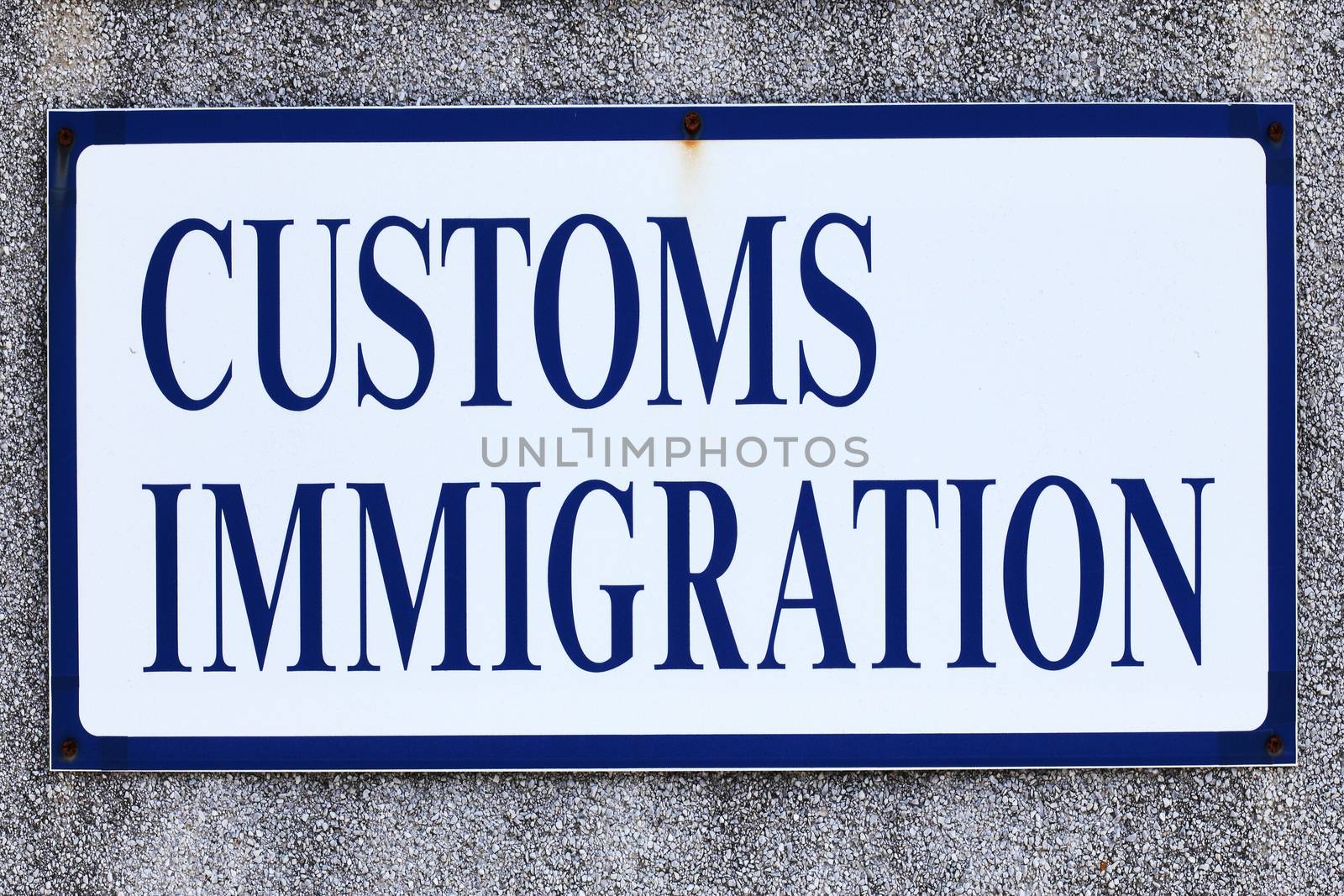 Signpost of a customs and immigration declaration sign at a small airport stock photo