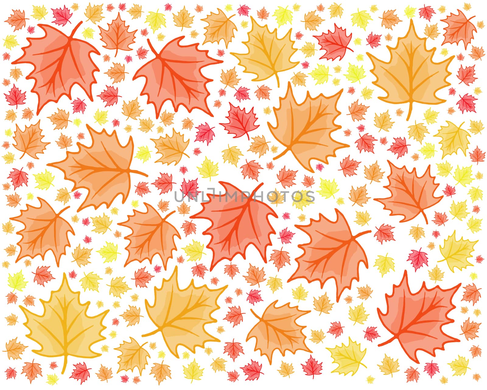 maple leaf red and yellow autumn themed modern seamless repeating design