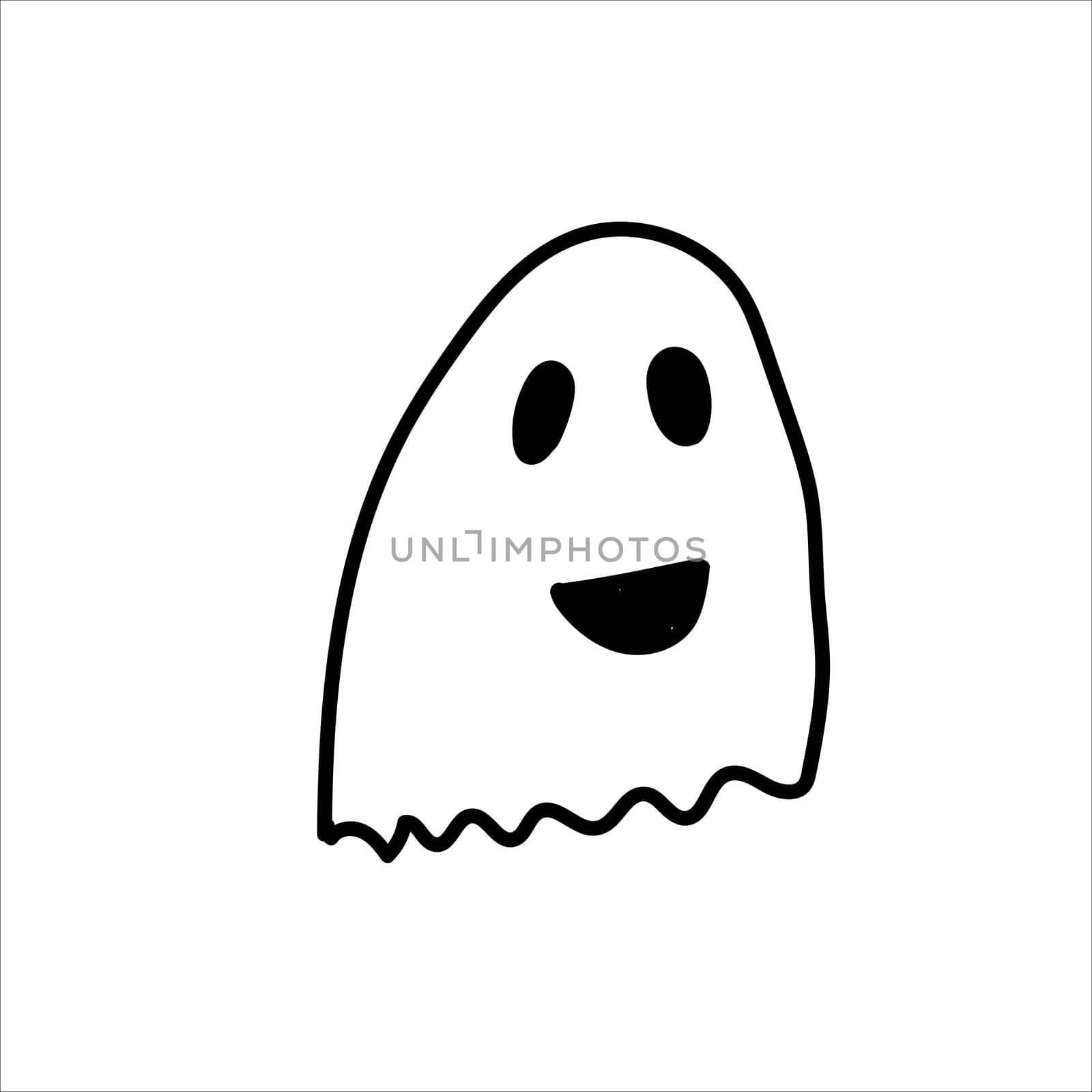 Ghost doodle, cartoon character, , Halloween, isolated illustration on white background, coloring. by zaryov