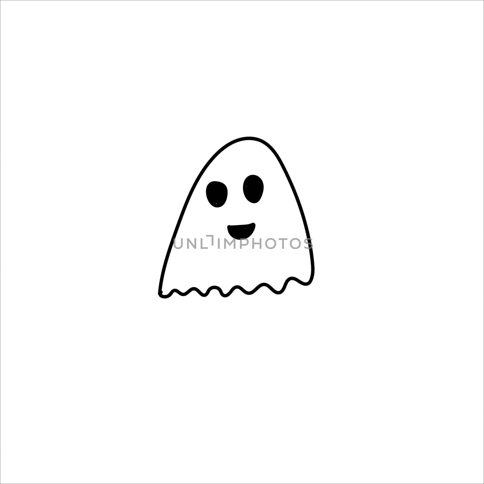 Ghost doodle, cartoon character, , Halloween, isolated illustration on white background, coloring. by zaryov