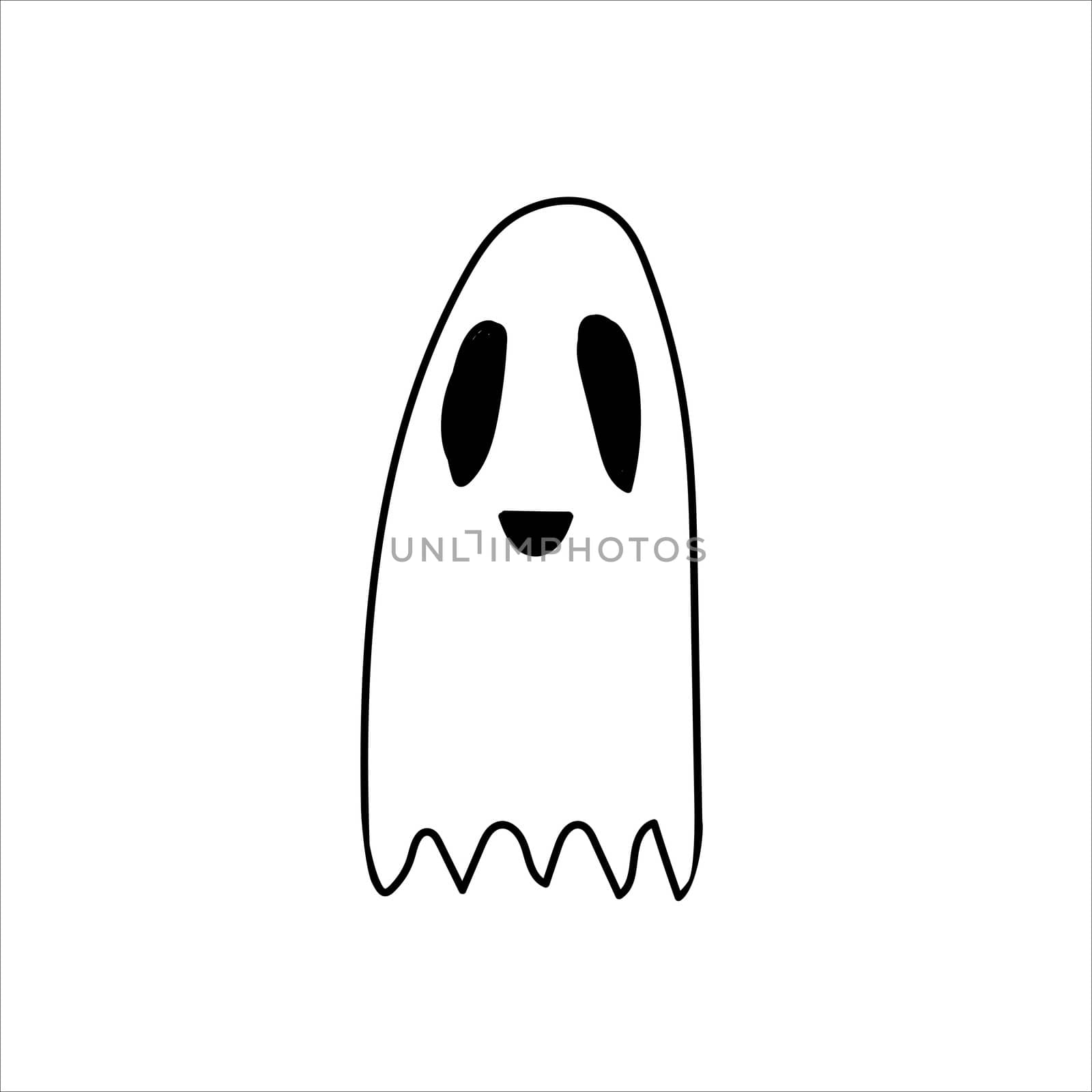 Ghost doodle, cartoon character, , Halloween, isolated illustration on white background coloring