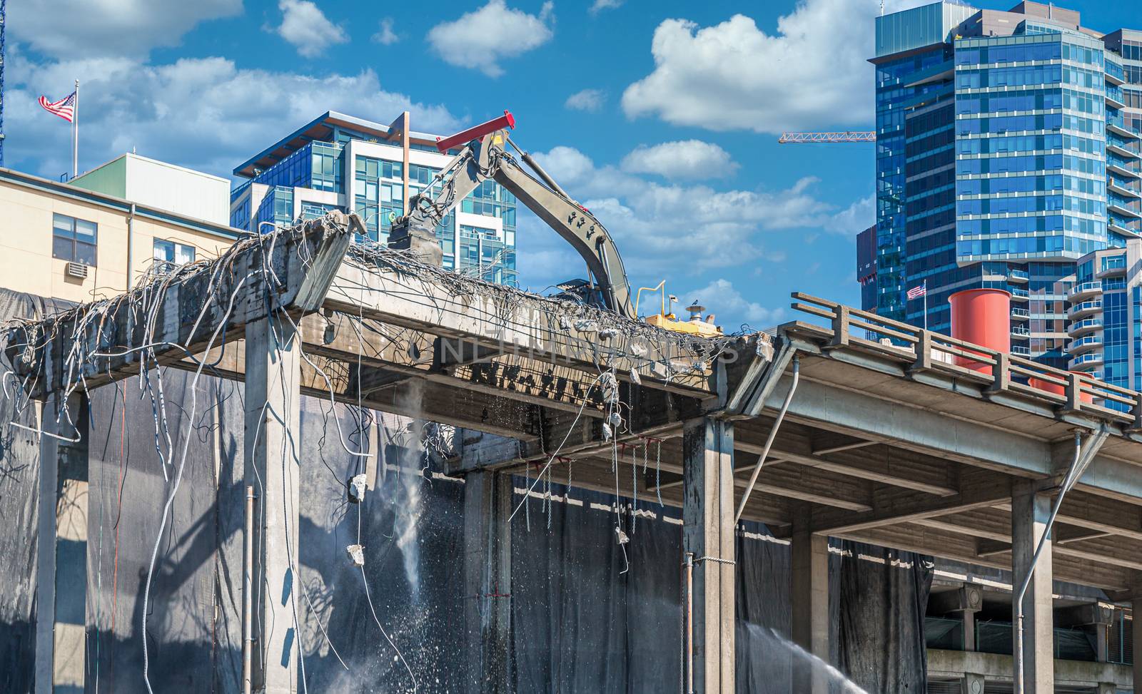 The Demolition of an Old Viaduct in Seattle