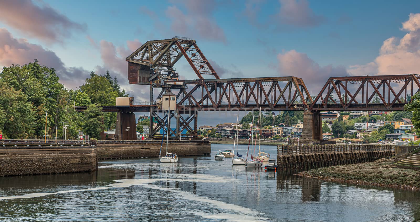 Salmon Bay Bridge in Ballard Locks by dbvirago