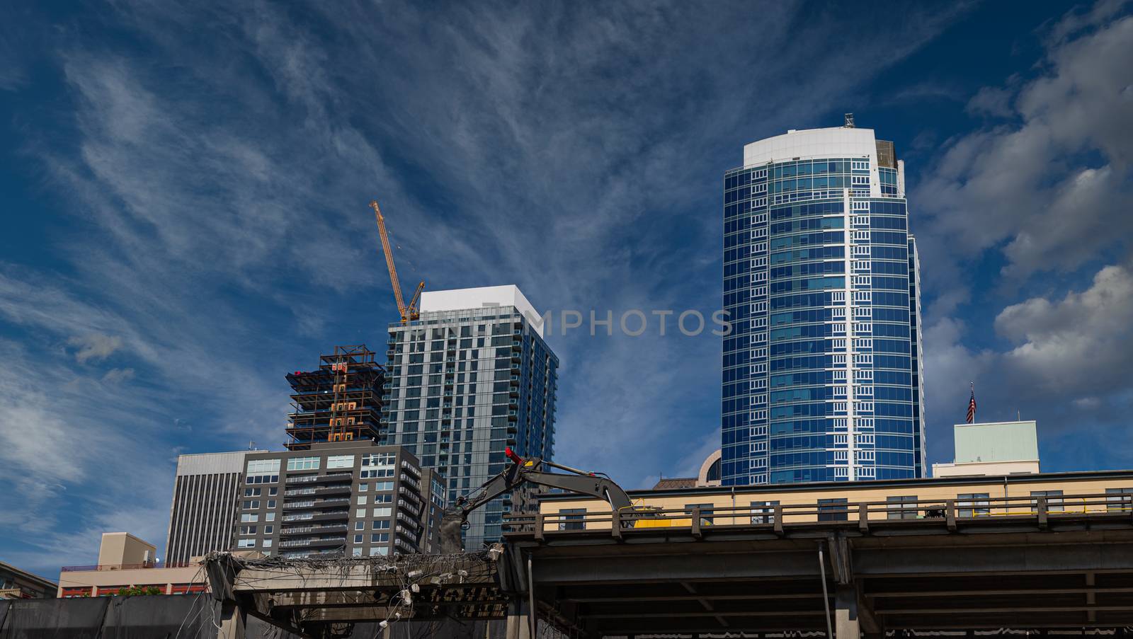 Seattle Viaduct Demolition and Buildings by dbvirago