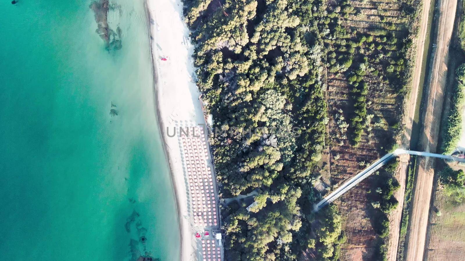 Amazing aerial view of Tuscany coastline, Italy from the drone.