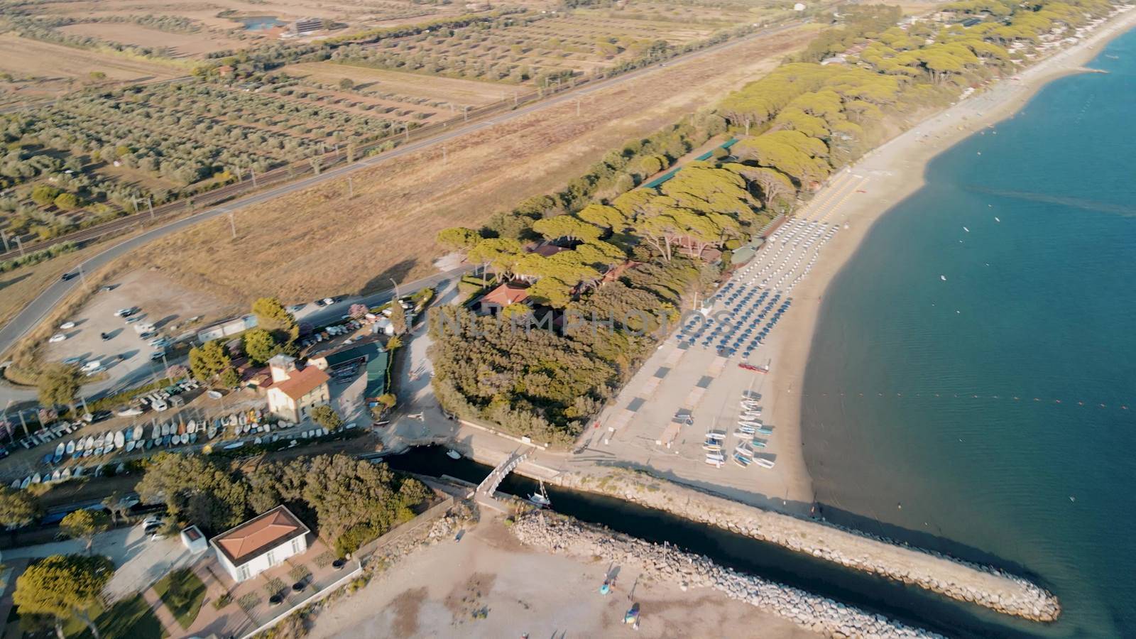 Amazing aerial view of Tuscany coastline, Italy from the drone by jovannig