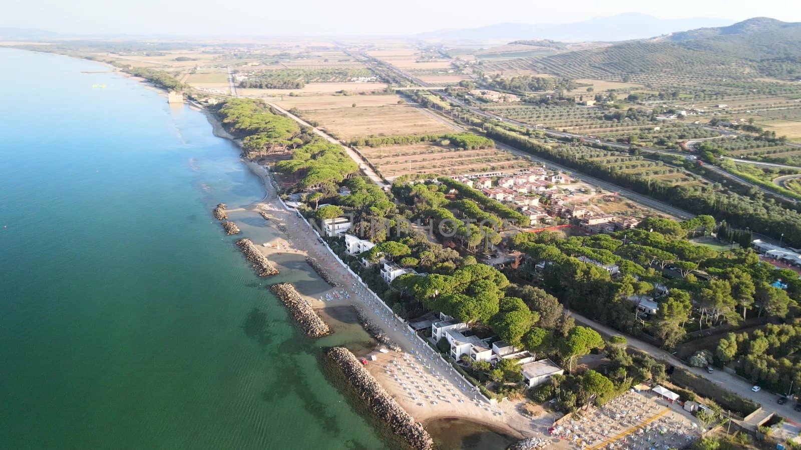 Amazing aerial view of Tuscany coastline in summer season, Italy by jovannig