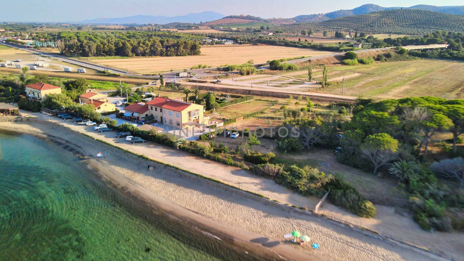 Amazing aerial view of Tuscany coastline in summer season, Italy by jovannig