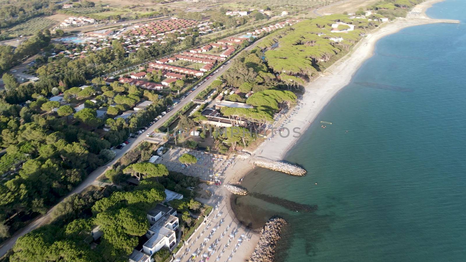 Amazing aerial view of Tuscany coastline, Italy from the drone by jovannig