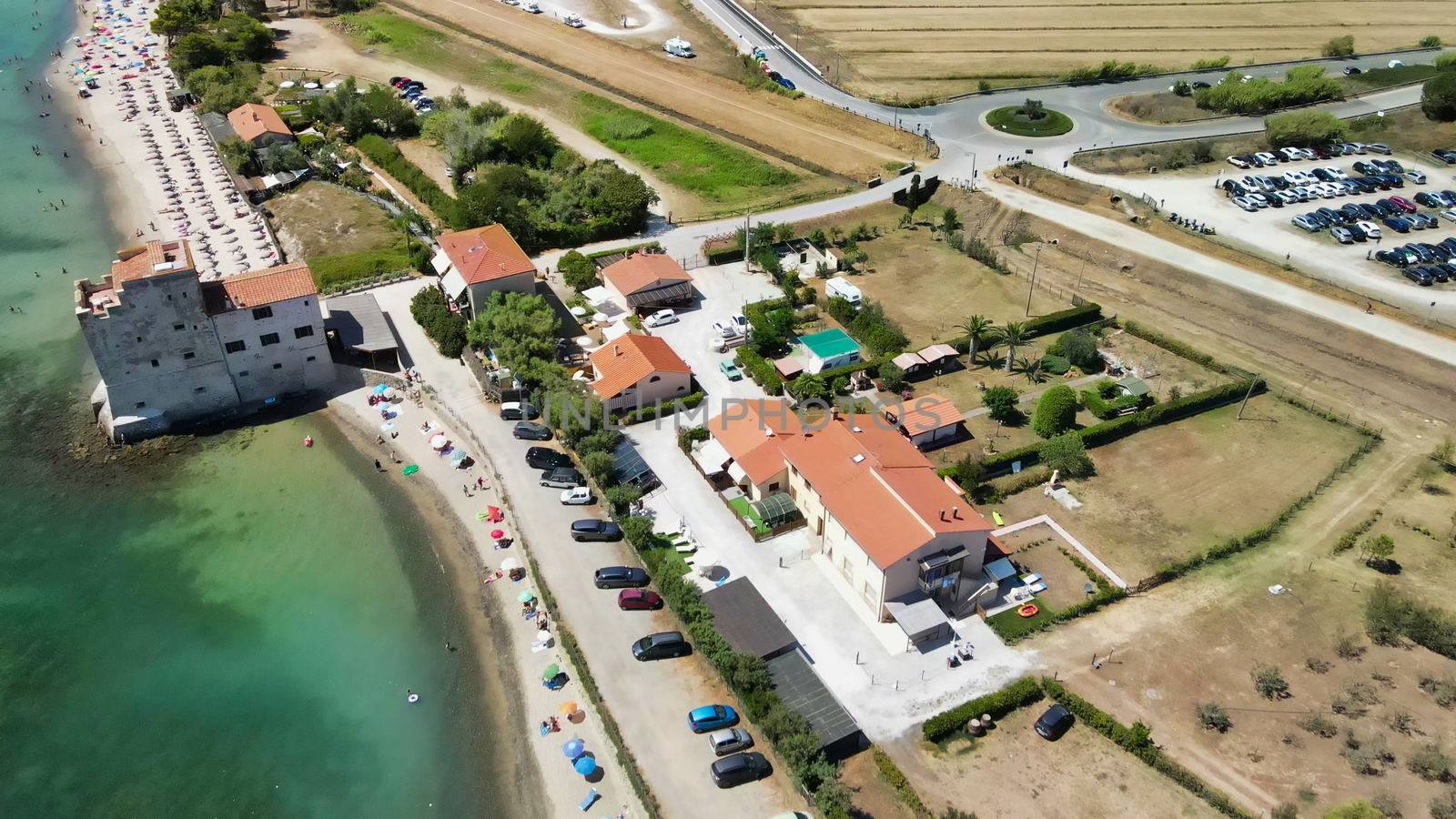 Torre Mozza, Tuscany. Aerial view of beautiful italian coastline by jovannig