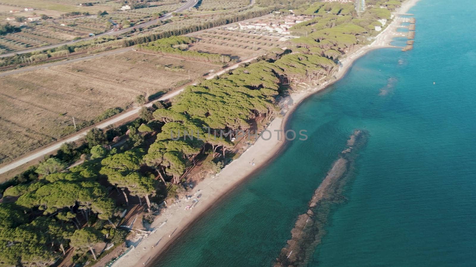 Amazing aerial view of Tuscany coastline in summer season, Italy by jovannig