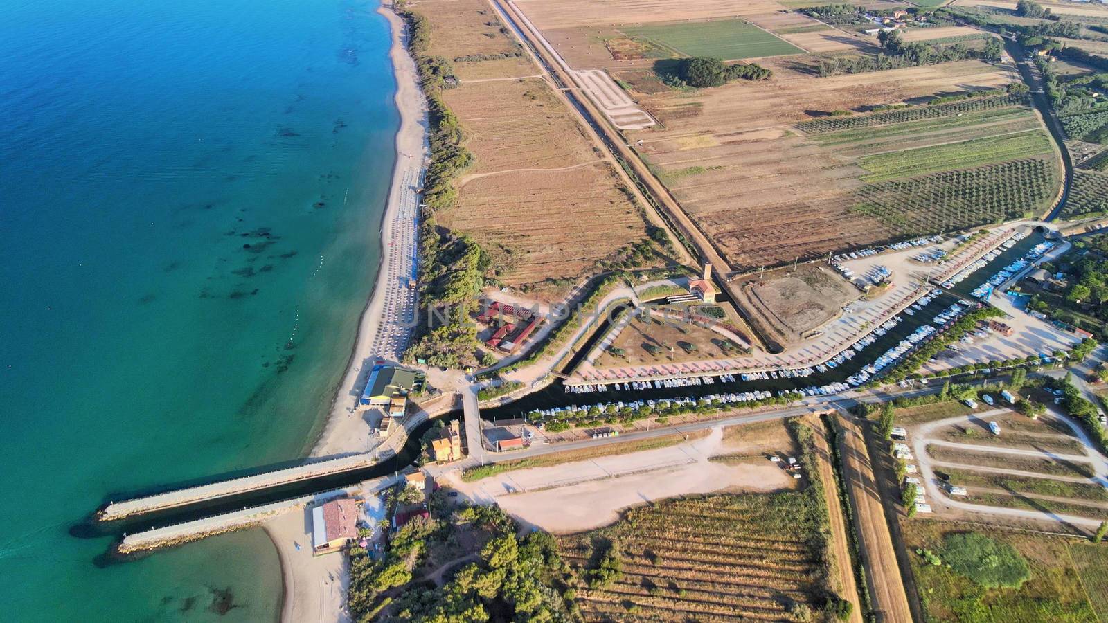 Amazing aerial view of Tuscany coastline, Italy from the drone by jovannig