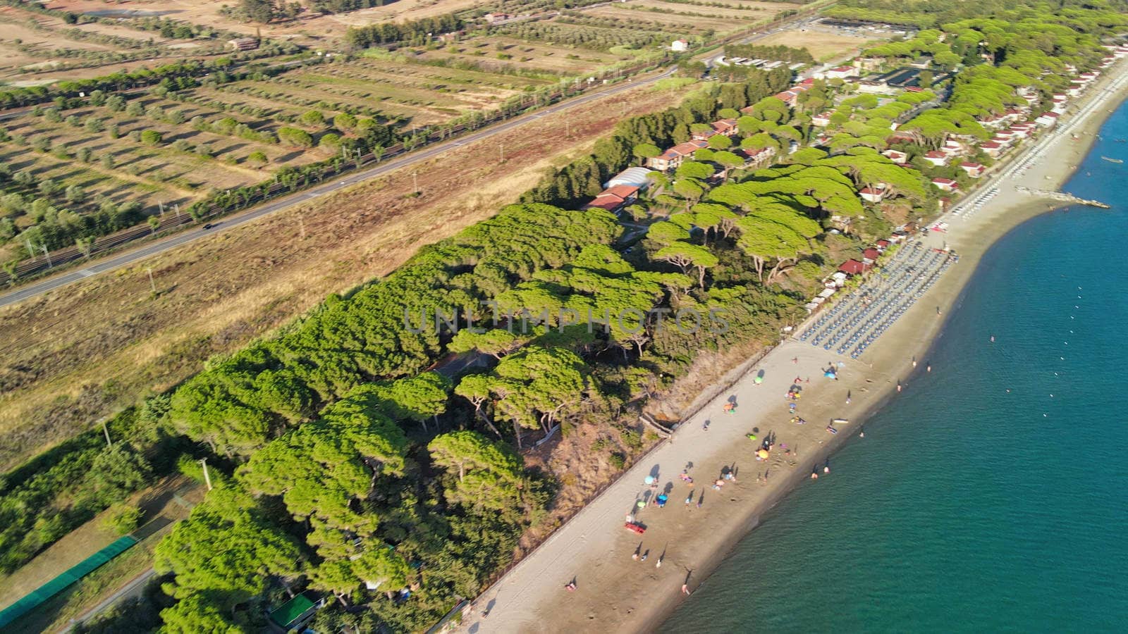 Amazing aerial view of Tuscany coastline in summer season, Italy by jovannig