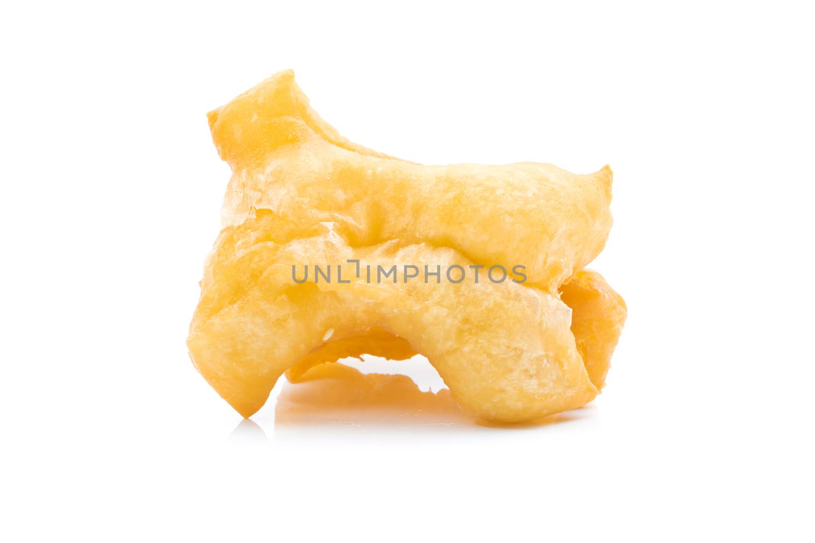 Youtiao deep-fried dough stick on a white background