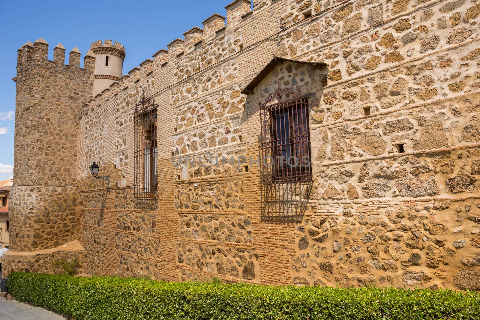 the medieval facade of the Palace de la Cava (16th century). Toledo, Spain