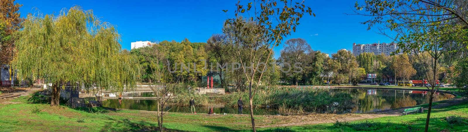 Odessa, Ukraine 10.30.2019. Abandoned Dukovsky park in Odessa, Ukraine, on a sunny autumn day