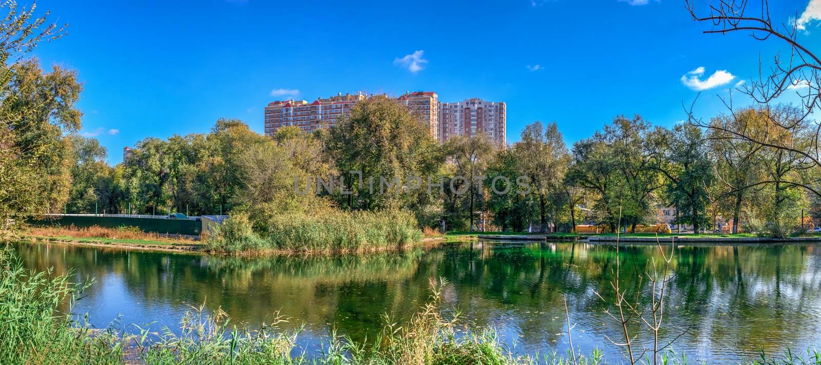 Odessa, Ukraine 10.30.2019. Abandoned Dukovsky park in Odessa, Ukraine, on a sunny autumn day