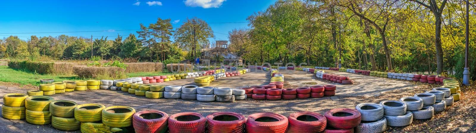 Odessa, Ukraine 10.30.2019. Abandoned Dukovsky park in Odessa, Ukraine, on a sunny autumn day